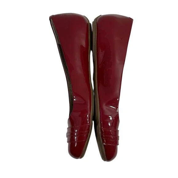 Cole Haan Red Patent Leather Ballet Flats Buckle Detail Shoes Nike Air Sole 7.5 - Picture 4 of 10
